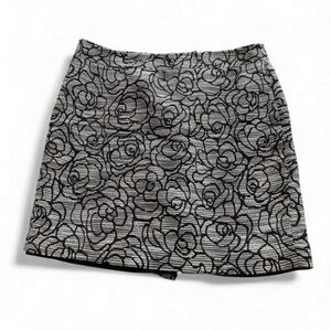 Ann Taylor Black and beige Rose Mini Skirt